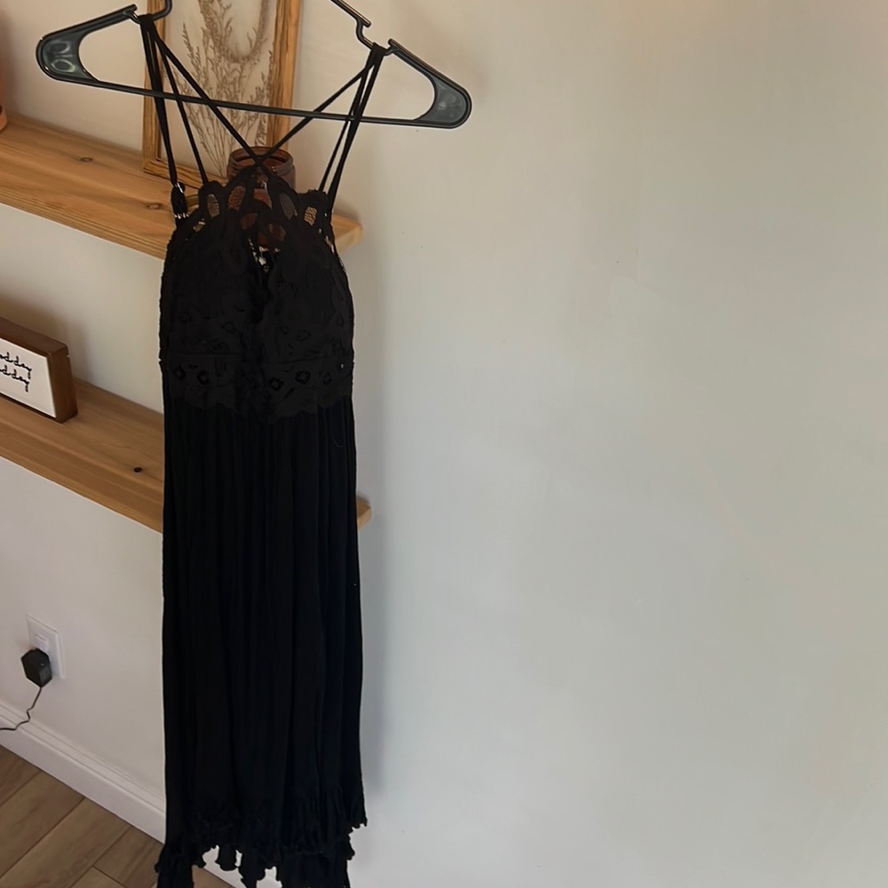 Black lace high-low dress